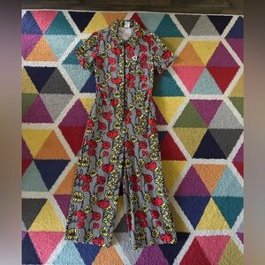 Lucy & Yak Checkered Floral Jumpsuit - Black, Red, Yellow